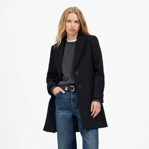 Madewell Jackets & Blazers - Madewell Blazer Top Coat - Black Wool Insuluxe Cashmere Single Breasted 90s